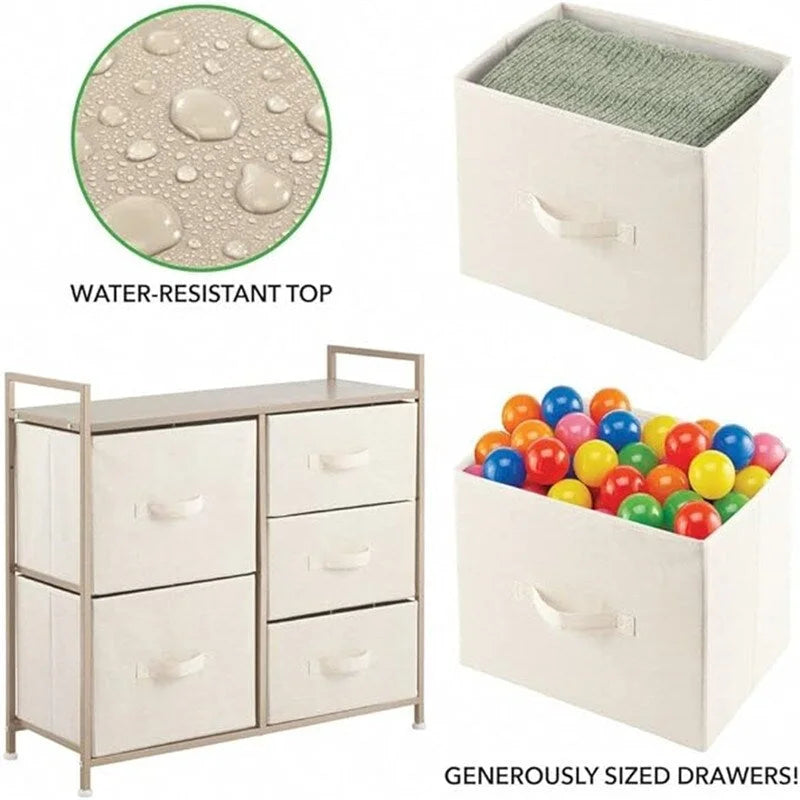 Wood Top Storage Dresser Furniture Unit with