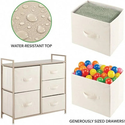 Wood Top Storage Dresser Furniture Unit with