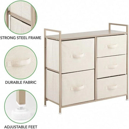 Wood Top Storage Dresser Furniture Unit with