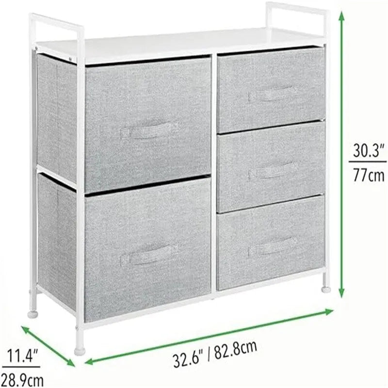 Wood Top Storage Dresser Furniture Unit with