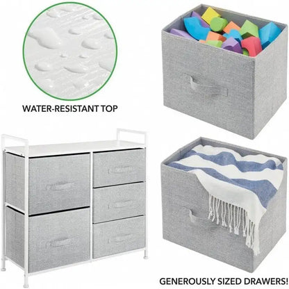 Wood Top Storage Dresser Furniture Unit with