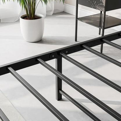 Queen/Full Size Bed Frame, Storage Headboard with Charging Station and 2 Drawers