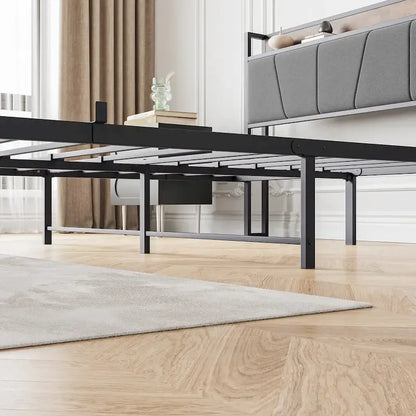 Queen/Full Size Bed Frame, Storage Headboard with Charging Station and 2 Drawers