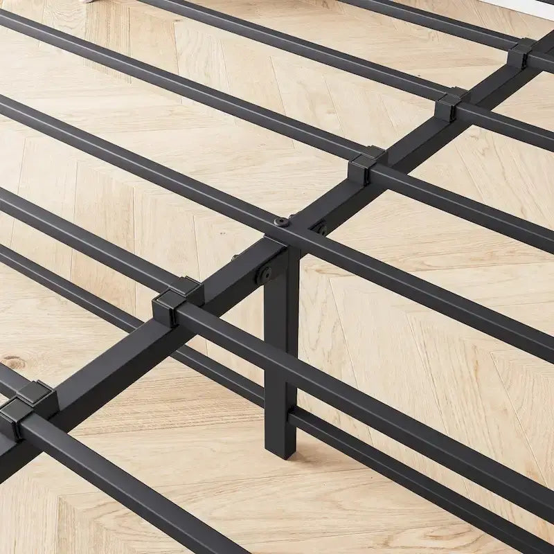 Queen/Full Size Bed Frame, Storage Headboard with Charging Station and 2 Drawers