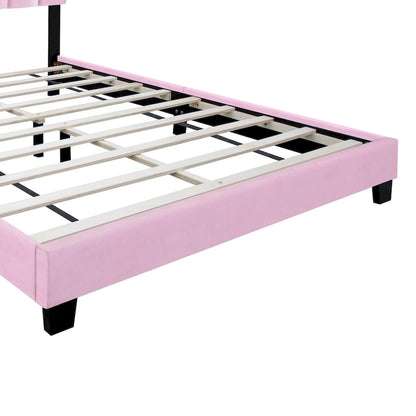 Pink Velvet Upholstered bed frame with adjustable Features,teenage girl's favoriate Pink collection