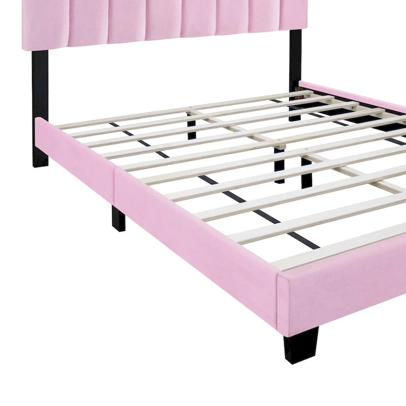 Pink Velvet Upholstered bed frame with adjustable Features,teenage girl's favoriate Pink collection