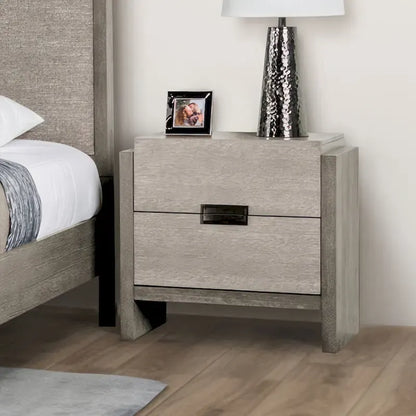 Furniture of America Cruz Contemporary Gray Solid Wood Panel 3-Piece Bed Frame and 2 Nightstand Bedroom Set