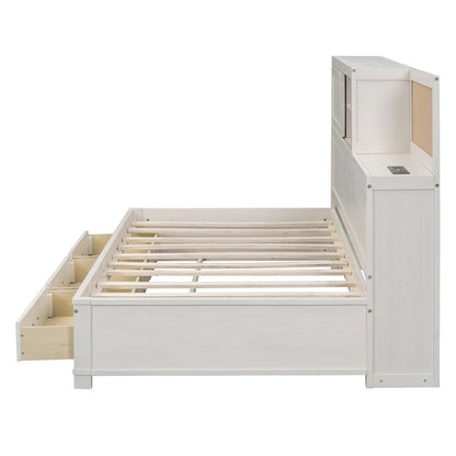 Twin Size Wooden Daybed with 3 Drawers and USB Ports