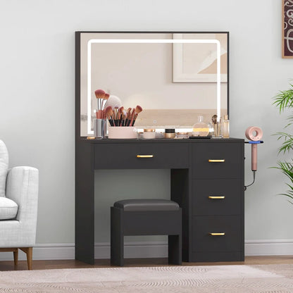 Moasis 35.4 Vanity Built-In Outlets with Lighted Mirror - 53.5 H X 35.4 W X 15.7 D