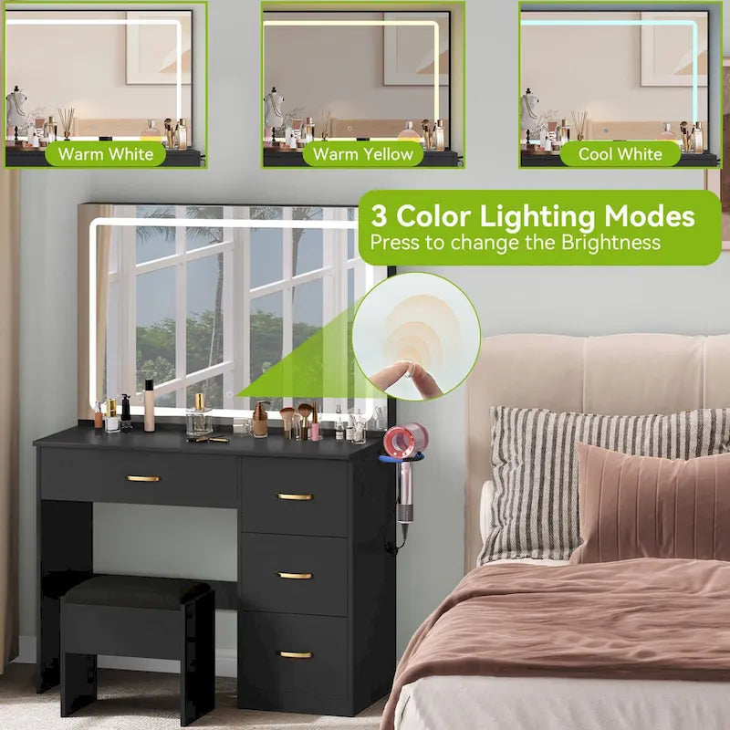 Moasis 35.4 Vanity Built-In Outlets with Lighted Mirror - 53.5 H X 35.4 W X 15.7 D