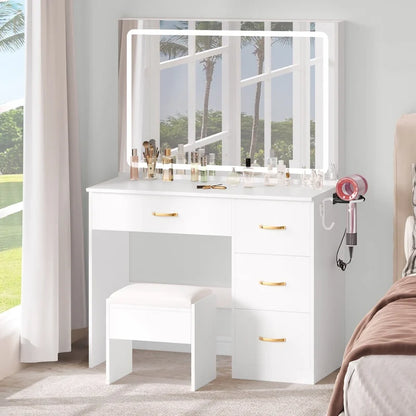 Moasis 35.4 Vanity Built-In Outlets with Lighted Mirror - 53.5 H X 35.4 W X 15.7 D