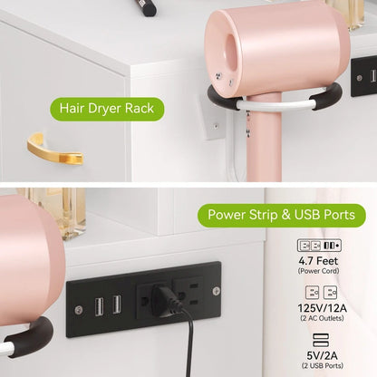 Moasis 35.4 Vanity Built-In Outlets with Lighted Mirror - 53.5 H X 35.4 W X 15.7 D