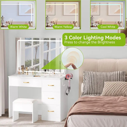 Moasis 35.4 Vanity Built-In Outlets with Lighted Mirror - 53.5 H X 35.4 W X 15.7 D