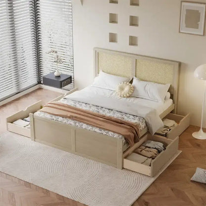 Full Size Wood Storage Platform Bed