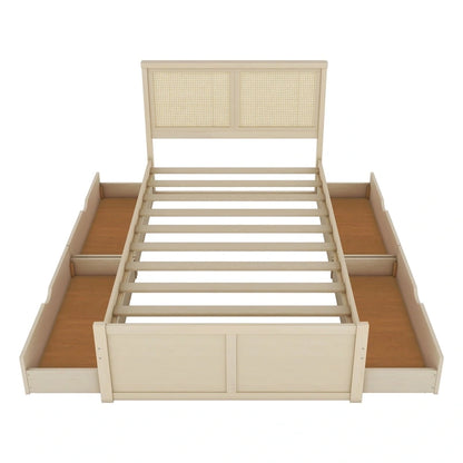 Full Size Wood Storage Platform Bed