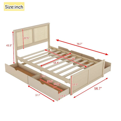 Full Size Wood Storage Platform Bed
