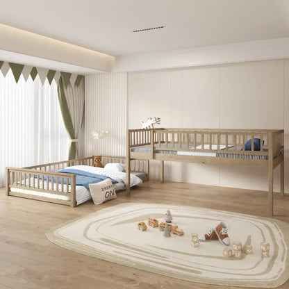 Full XL over Queen Bunk Bed with Ladder and Guardrails