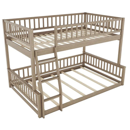 Full XL over Queen Bunk Bed with Ladder and Guardrails