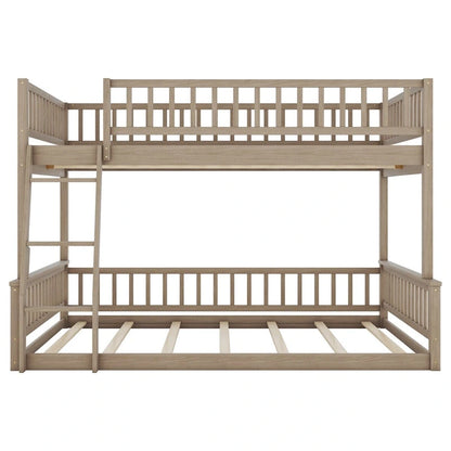 Full XL over Queen Bunk Bed with Ladder and Guardrails