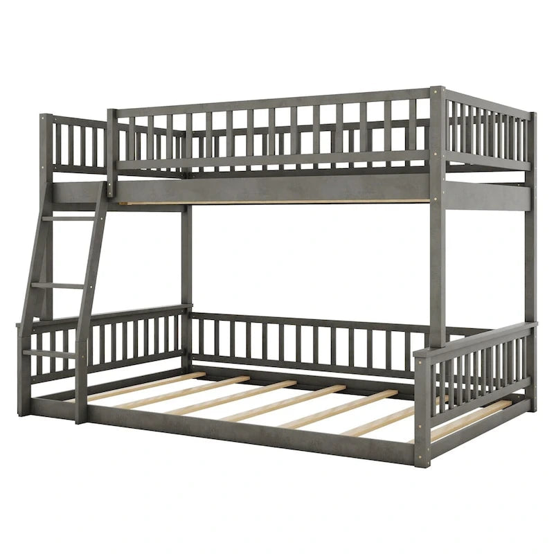 Full XL over Queen Bunk Bed with Ladder and Guardrails