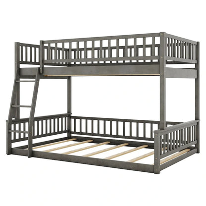 Full XL over Queen Bunk Bed with Ladder and Guardrails