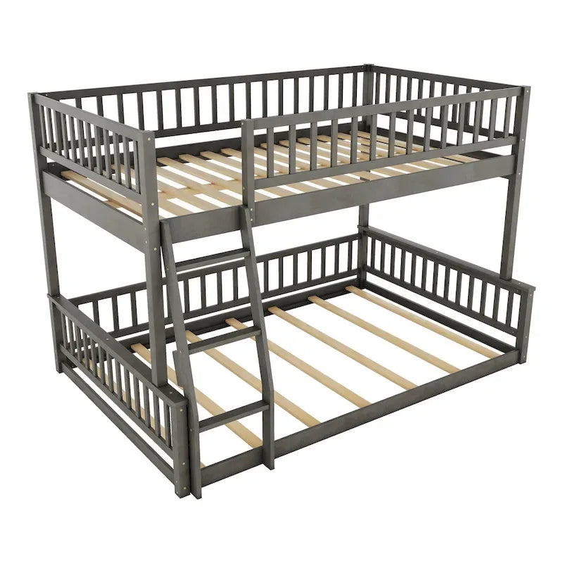 Full XL over Queen Bunk Bed with Ladder and Guardrails