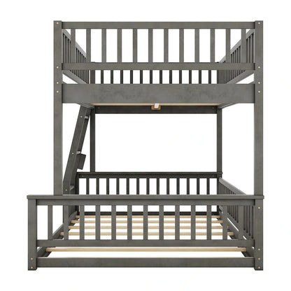 Full XL over Queen Bunk Bed with Ladder and Guardrails