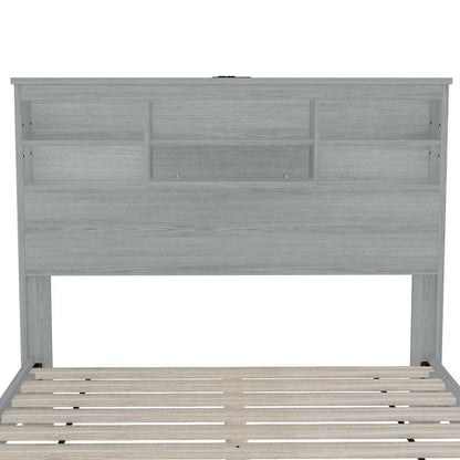 4-Pieces Bedroom Sets Queen Size Wooden Bed with 2 Nightstands and 1 Dresser