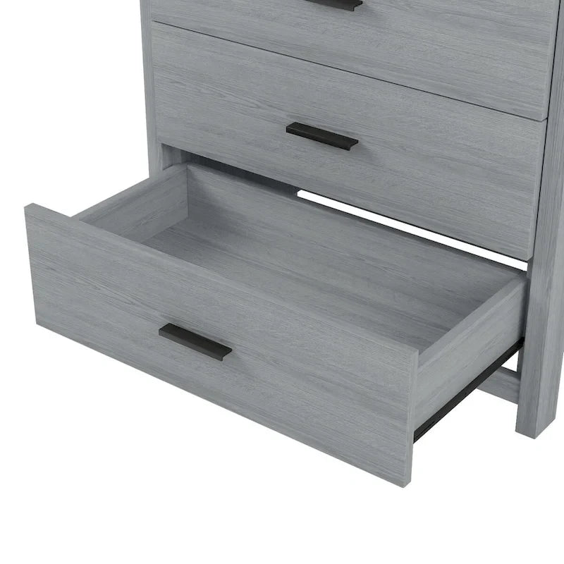 4-Pieces Bedroom Sets Queen Size Wooden Bed with 2 Nightstands and 1 Dresser