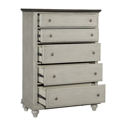 Light Gray Bedroom 6pc Set Bed Nightstands Dresser Mirror Chest