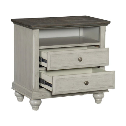 Light Gray Bedroom 6pc Set Bed Nightstands Dresser Mirror Chest