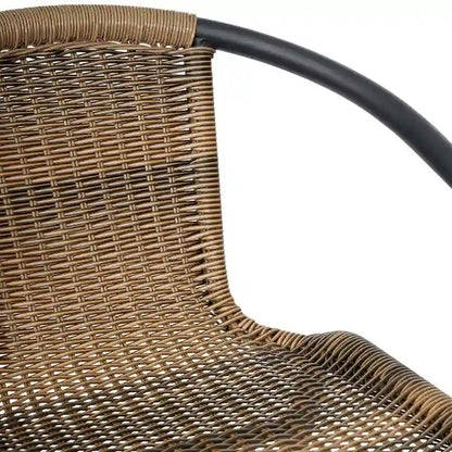 Commercial Indoor-Outdoor Rattan Restaurant Barstool with Aluminum Frame-Set of 4