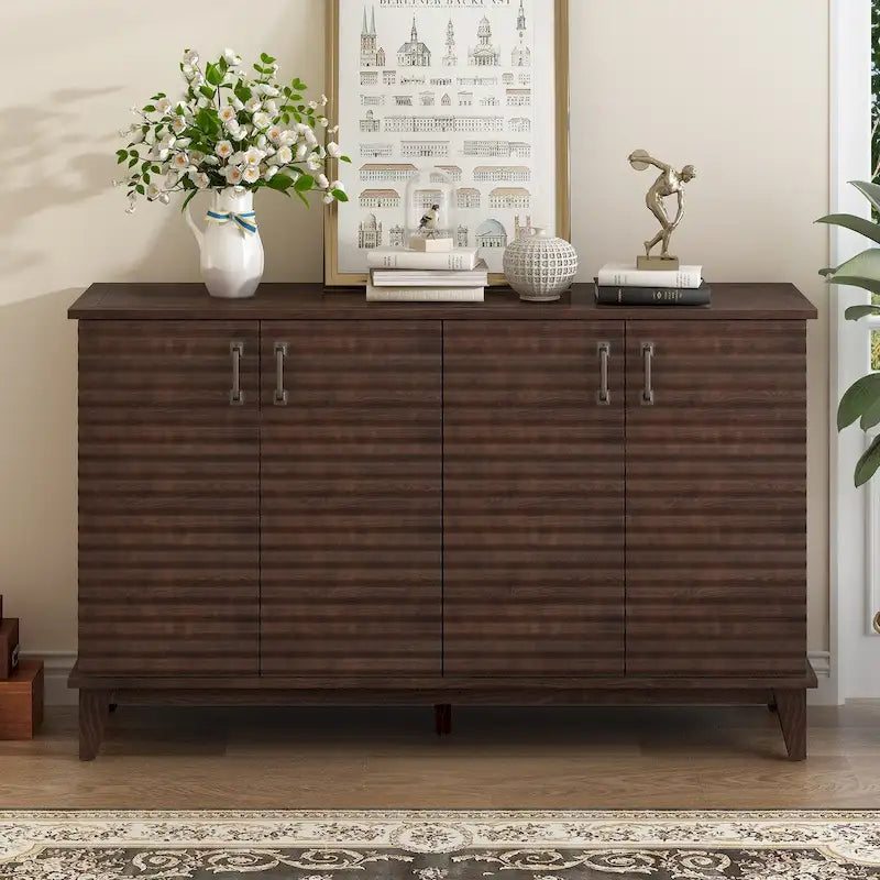 Sideboard with 4 Door Large Storage Buffet with Adjustable Shelves