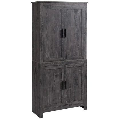 4-Door Freestanding Kitchen Pantry with 3 Adjustable Shelves