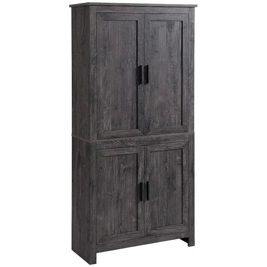 4-Door Freestanding Kitchen Pantry with 3 Adjustable Shelves