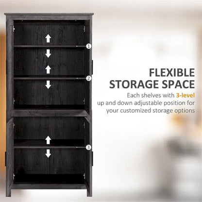 4-Door Freestanding Kitchen Pantry with 3 Adjustable Shelves
