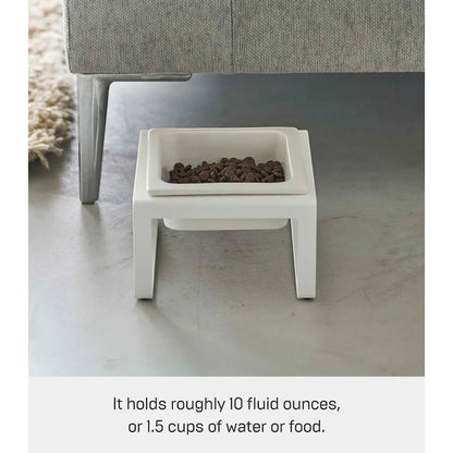 Yamazaki Home Single Pet Food Bowl - Two Styles, Steel and Ceramic, Tall, 1.25 - L 6.1 x W 5.91 x H 3.94 inches