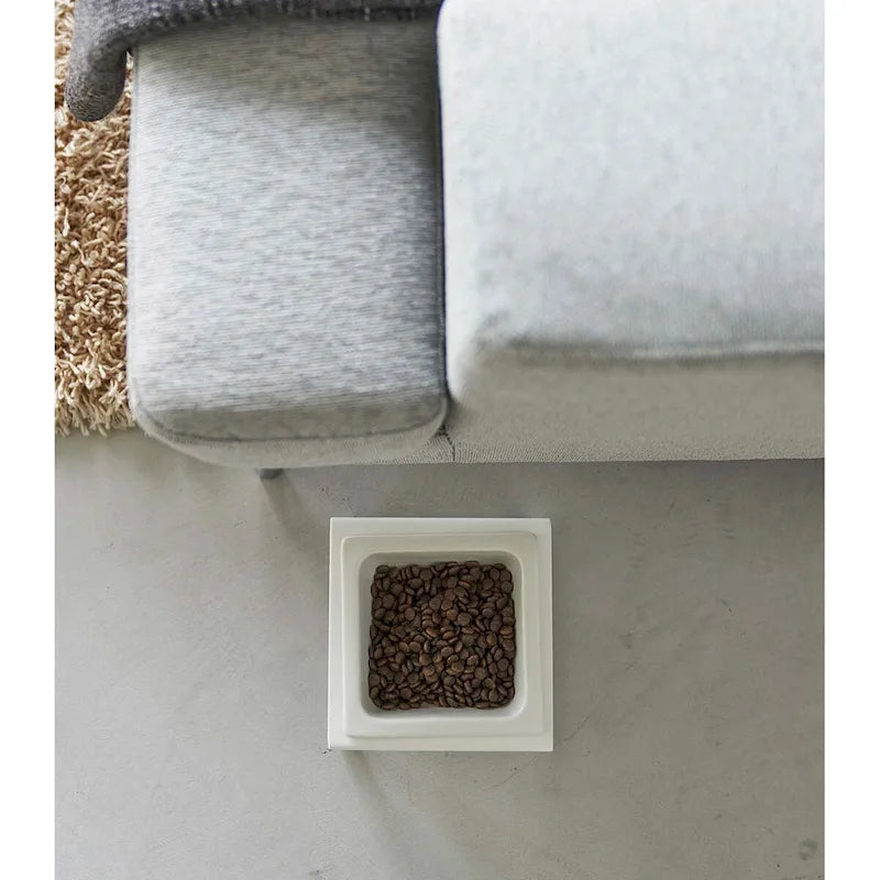 Yamazaki Home Single Pet Food Bowl - Two Styles, Steel and Ceramic, Tall, 1.25 - L 6.1 x W 5.91 x H 3.94 inches