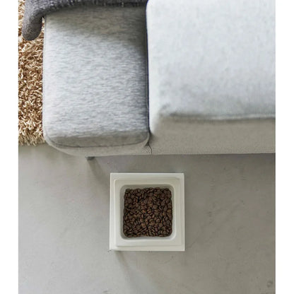 Yamazaki Home Single Pet Food Bowl - Two Styles, Steel and Ceramic, Tall, 1.25 - L 6.1 x W 5.91 x H 3.94 inches