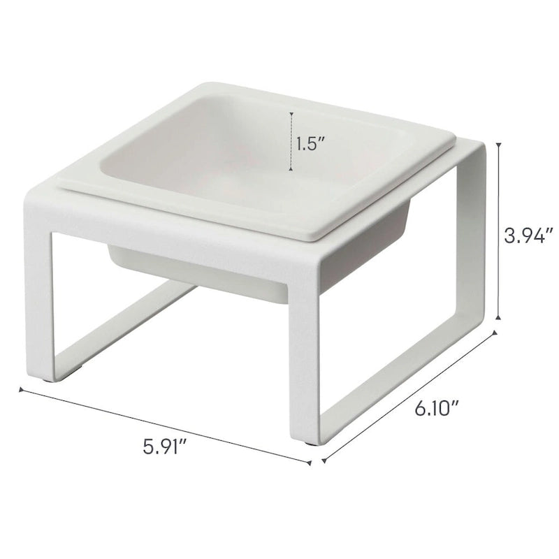 Yamazaki Home Single Pet Food Bowl - Two Styles, Steel and Ceramic, Tall, 1.25 - L 6.1 x W 5.91 x H 3.94 inches