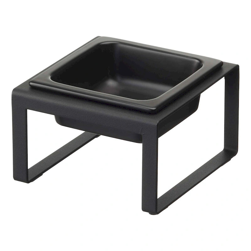 Yamazaki Home Single Pet Food Bowl - Two Styles, Steel and Ceramic, Tall, 1.25 - L 6.1 x W 5.91 x H 3.94 inches