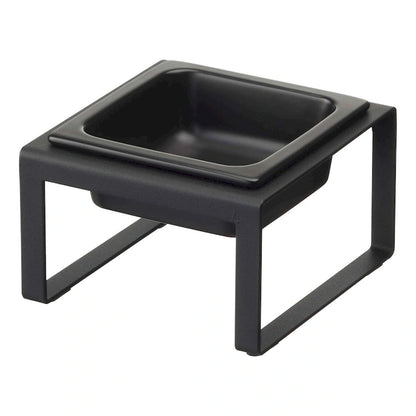 Yamazaki Home Single Pet Food Bowl - Two Styles, Steel and Ceramic, Tall, 1.25 - L 6.1 x W 5.91 x H 3.94 inches