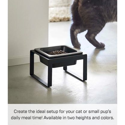 Yamazaki Home Single Pet Food Bowl - Two Styles, Steel and Ceramic, Tall, 1.25 - L 6.1 x W 5.91 x H 3.94 inches