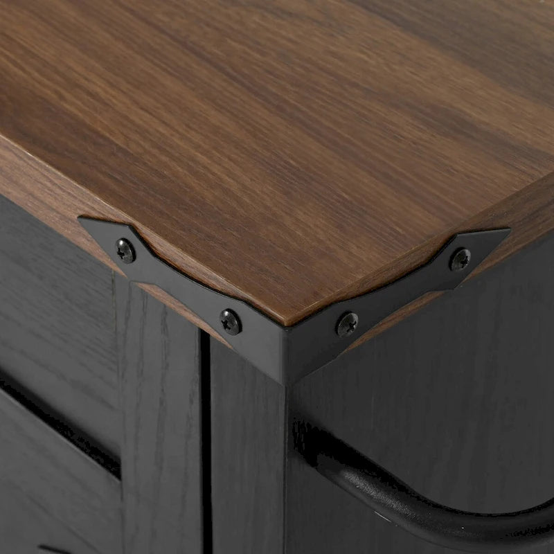 53.5 Farmhouse Kitchen Island with Power Outlet, Drop Leaf & Mobile Storage