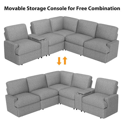 104 Power Recliner Corner Sofa Home Theater Reclining Sofa Sectional Couches with Storage Box, Cup Holders, USB Ports