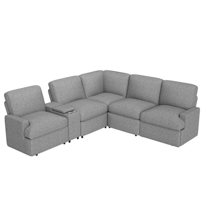 104 Power Recliner Corner Sofa Home Theater Reclining Sofa Sectional Couches with Storage Box, Cup Holders, USB Ports