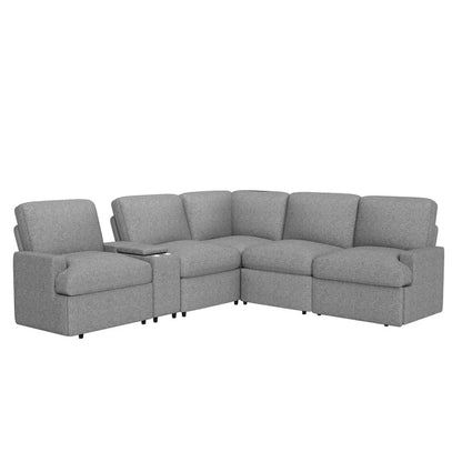 104 Power Recliner Corner Sofa Home Theater Reclining Sofa Sectional Couches with Storage Box, Cup Holders, USB Ports