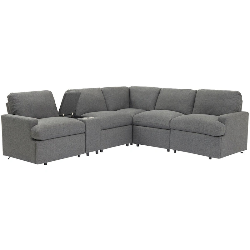 104 Power Recliner Corner Sofa Home Theater Reclining Sofa Sectional Couches with Storage Box, Cup Holders, USB Ports