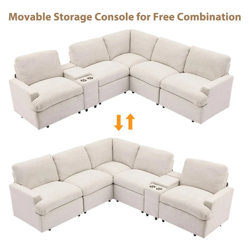 104 Power Recliner Corner Sofa Home Theater Reclining Sofa Sectional Couches with Storage Box, Cup Holders, USB Ports