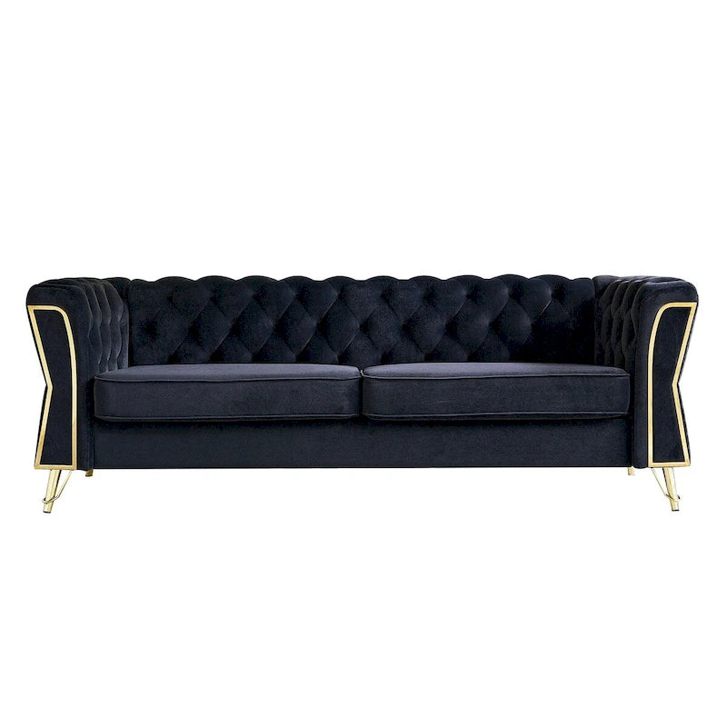Modern Tufted Velvet Sofa 87.4 inch for Living Room